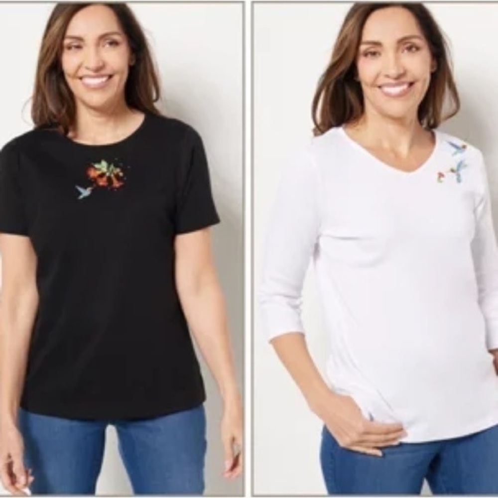 Quacker Factory Springtime Set of 2 Tops Tops sz XXS NWOT # bag 57